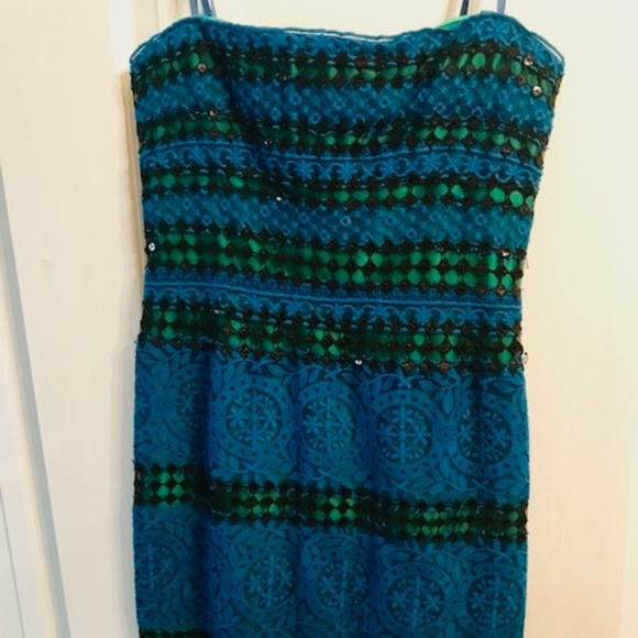 BCBG Manuela Lace Embroidered Strapless Dress - Picture 2 of 8